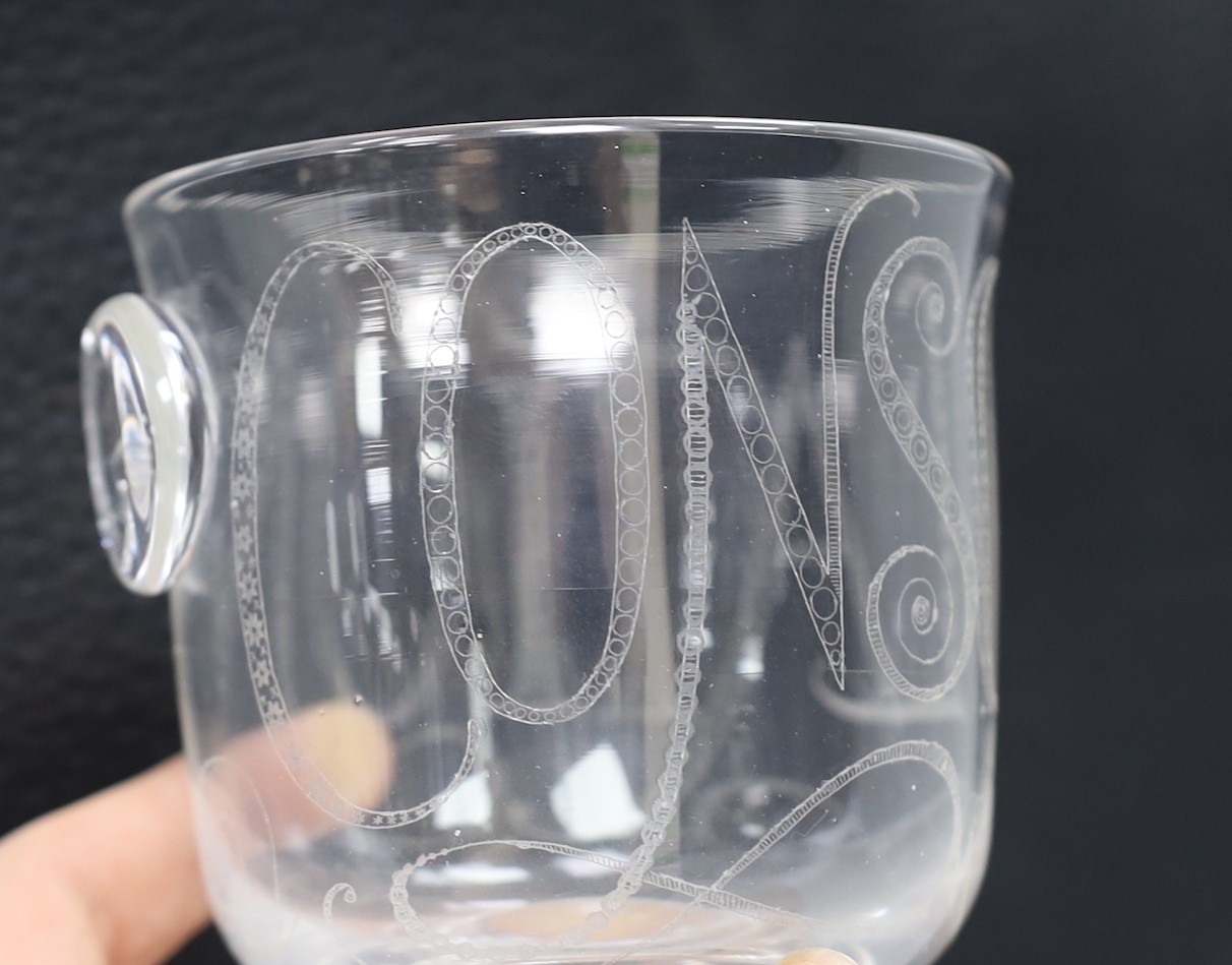 An unusual 19th century sealed rummer, diamond point engraved 'CONSELLATION, 13cm